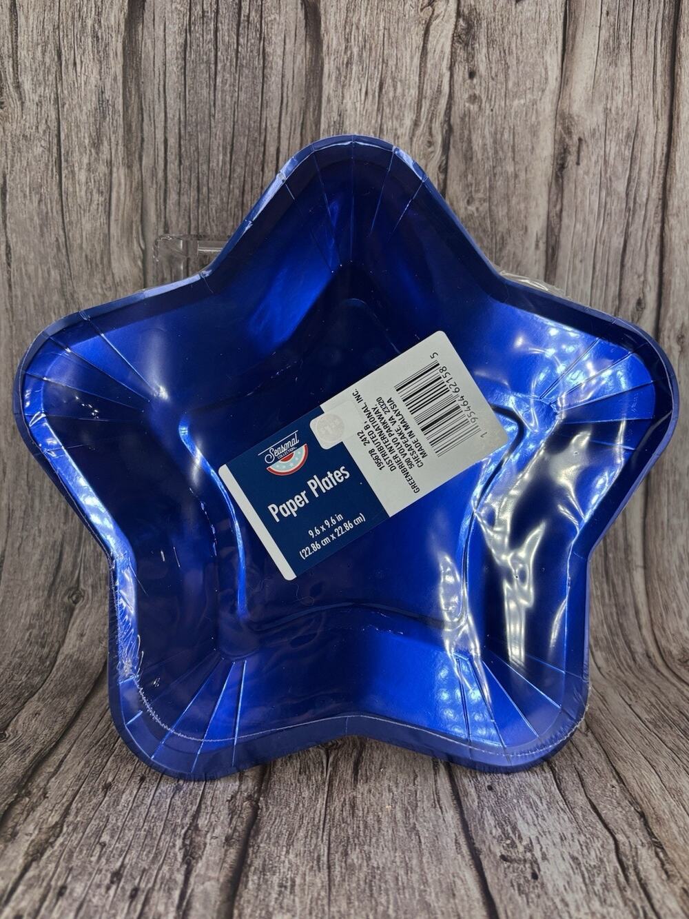 8-Pack-Blue Star-Shaped 9.6” Plates Patriotic 4th of July-SHIPS FREE